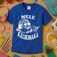 Hawaiian Christmas Santa Shaka Mele Kalikimaka Retro Hawaii Gift Kids T-Shirt thumb 3