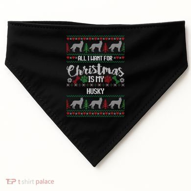 Husky Christmas Sweater Ugly Husky Sweater Gift USA-Made Doggie Bandana