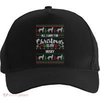Husky Christmas Sweater Ugly Husky Sweater Gift Five-Panel Snapback Cap thumb 0