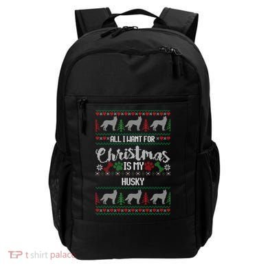 Husky Christmas Sweater Ugly Husky Sweater Gift Backpack