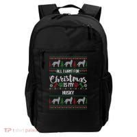 Husky Christmas Sweater Ugly Husky Sweater Gift Backpack thumb 0