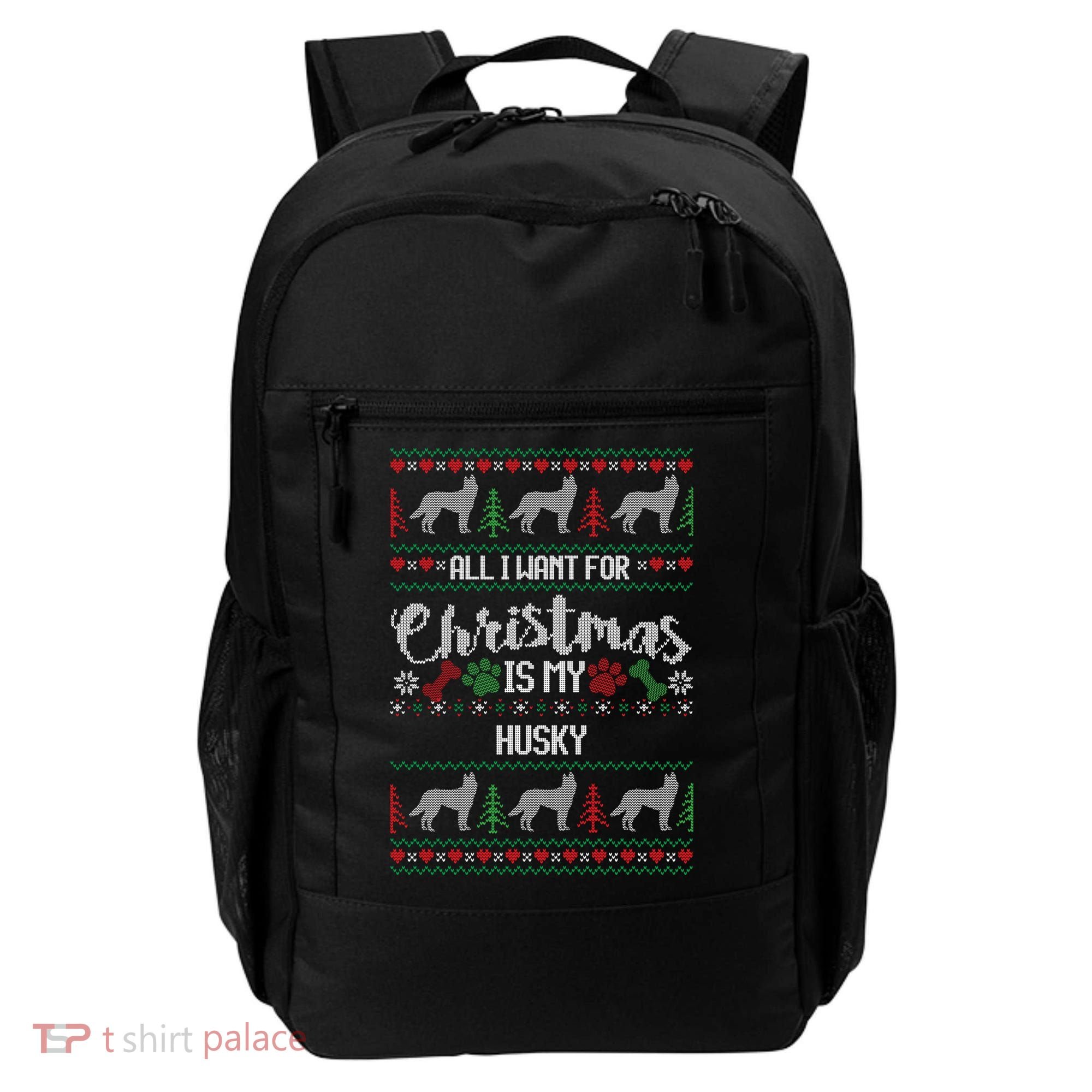 Husky Christmas Sweater Ugly Husky Sweater Gift Backpack