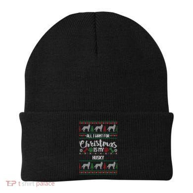 Husky Christmas Sweater Ugly Husky Sweater Gift Beanie