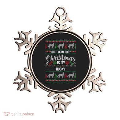 Husky Christmas Sweater Ugly Husky Sweater Gift Ornament