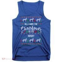 Husky Christmas Sweater Ugly Husky Sweater Gift Tank Top thumb 0