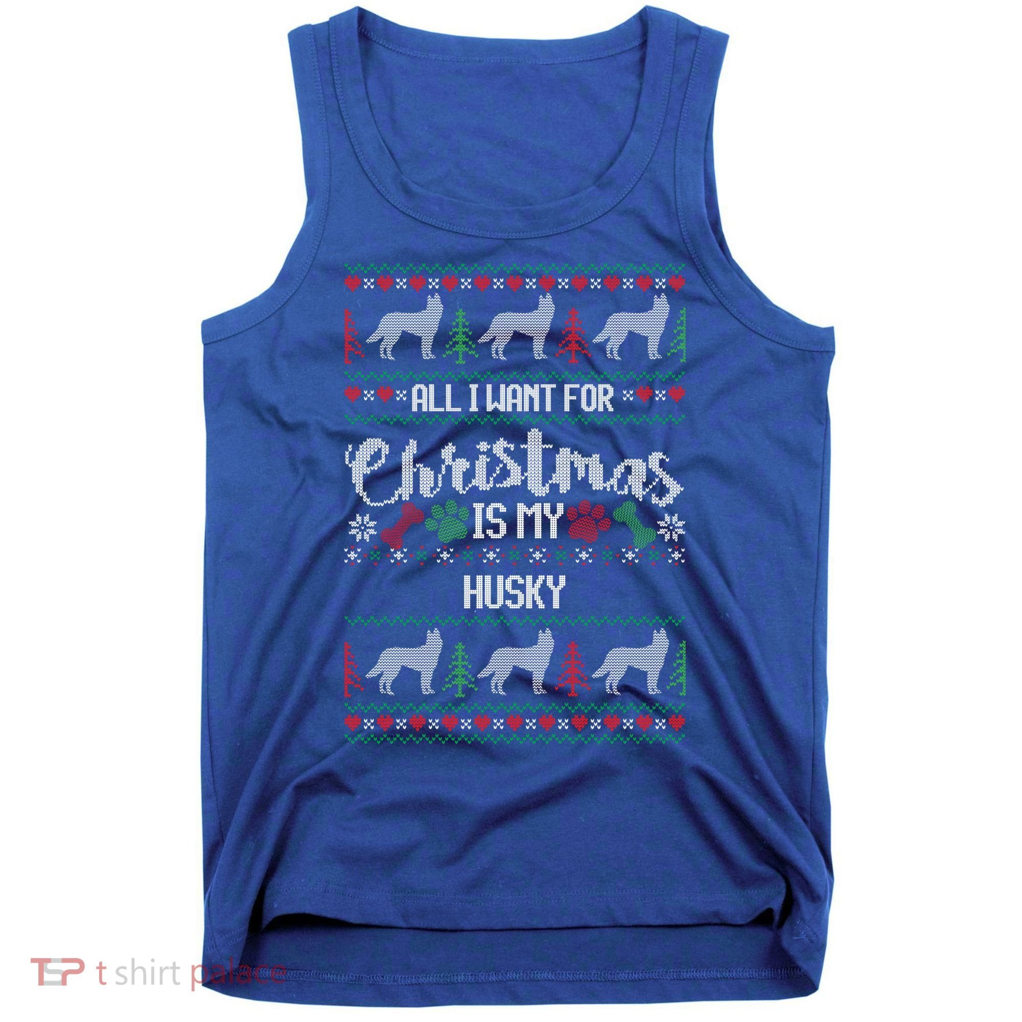 Husky Christmas Sweater Ugly Husky Sweater Gift Tank Top