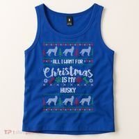Husky Christmas Sweater Ugly Husky Sweater Gift Tank Top thumb 2