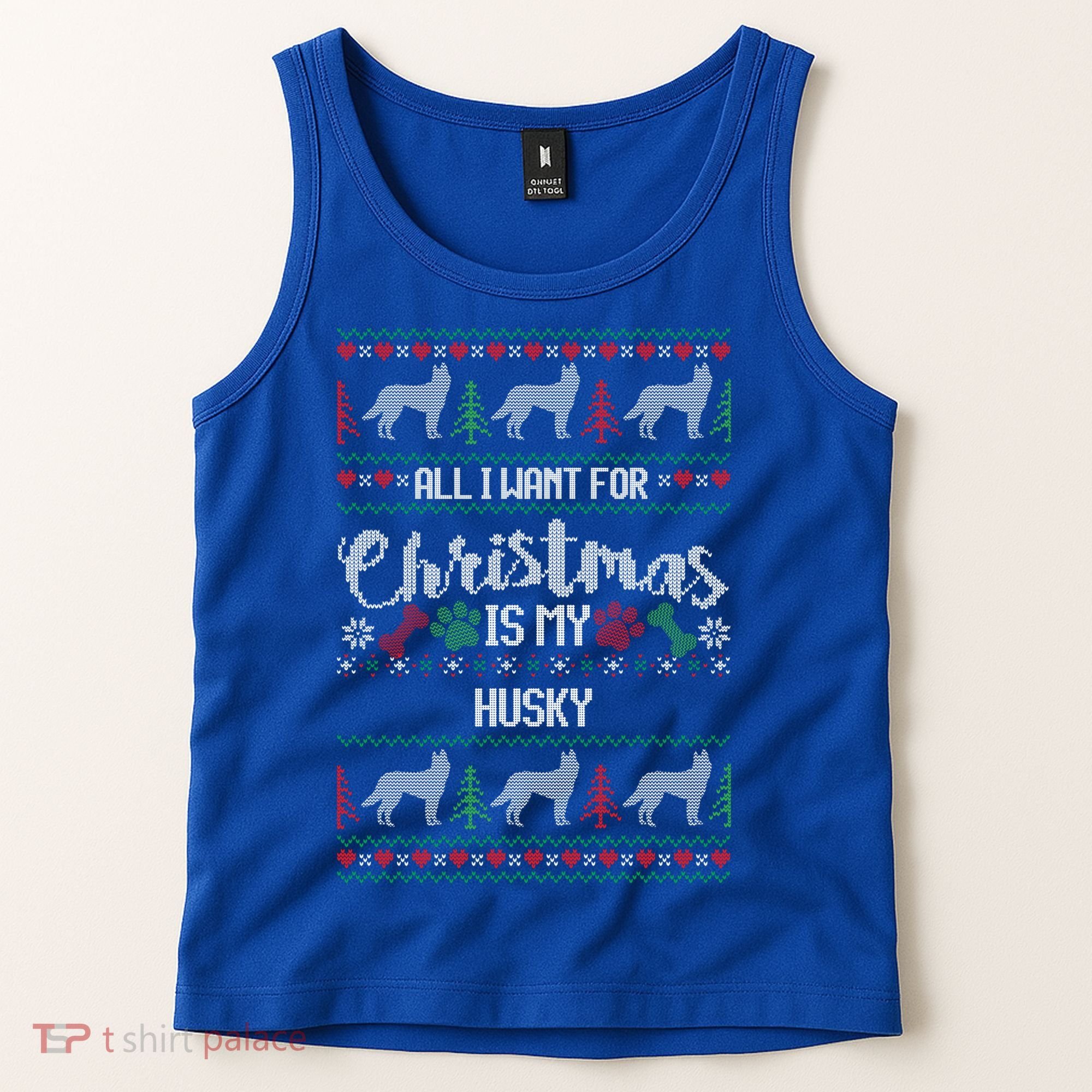 Husky Christmas Sweater Ugly Husky Sweater Gift Tank Top
