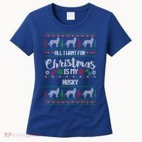 Husky Christmas Sweater Ugly Husky Sweater Gift Women's T-Shirt thumb 0