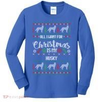 Husky Christmas Sweater Ugly Husky Sweater Gift Kids Long Sleeve Shirt thumb 0