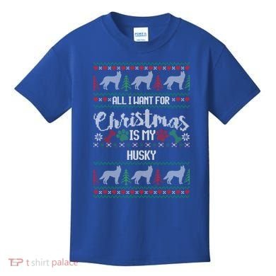Husky Christmas Sweater Ugly Husky Sweater Gift Kids T-Shirt