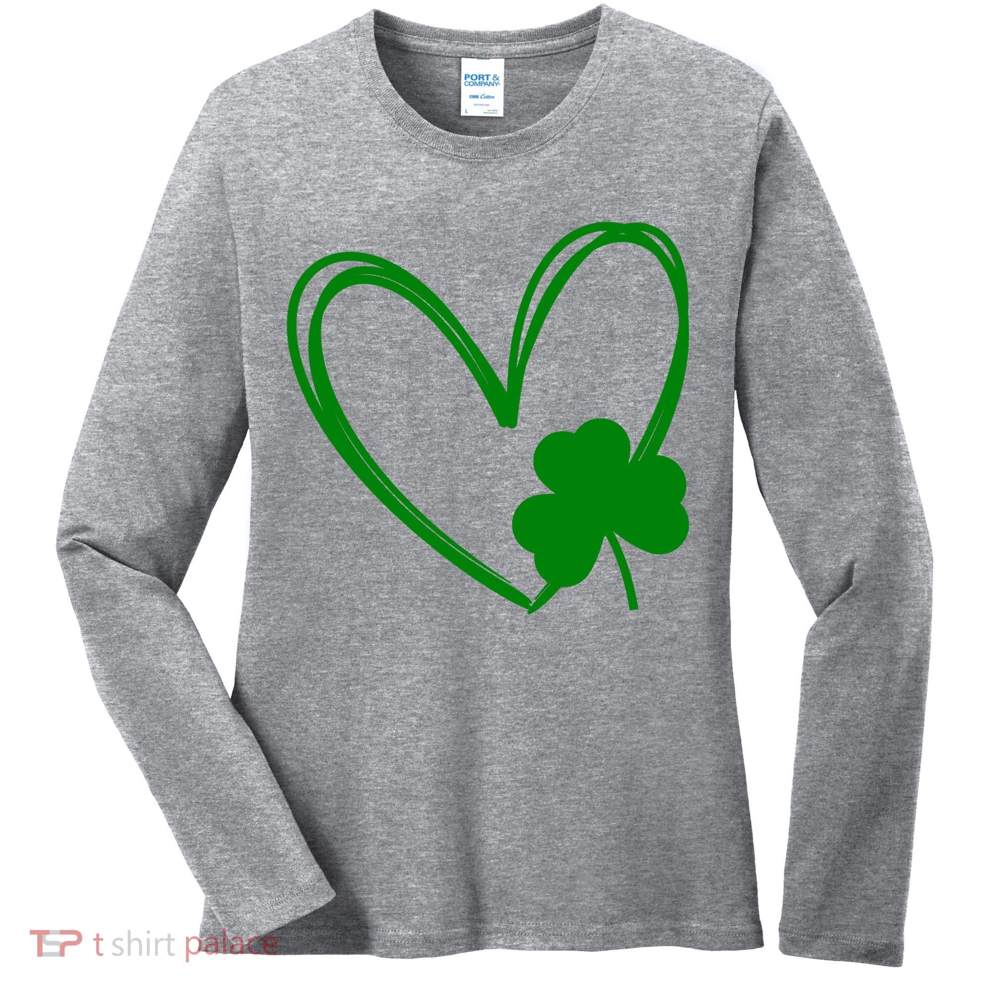 Heart Clover St Patrick's Day Women's Long Sleeve Shirt