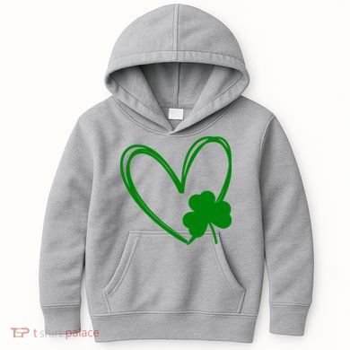 Heart Clover St Patrick's Day Kids Hoodie