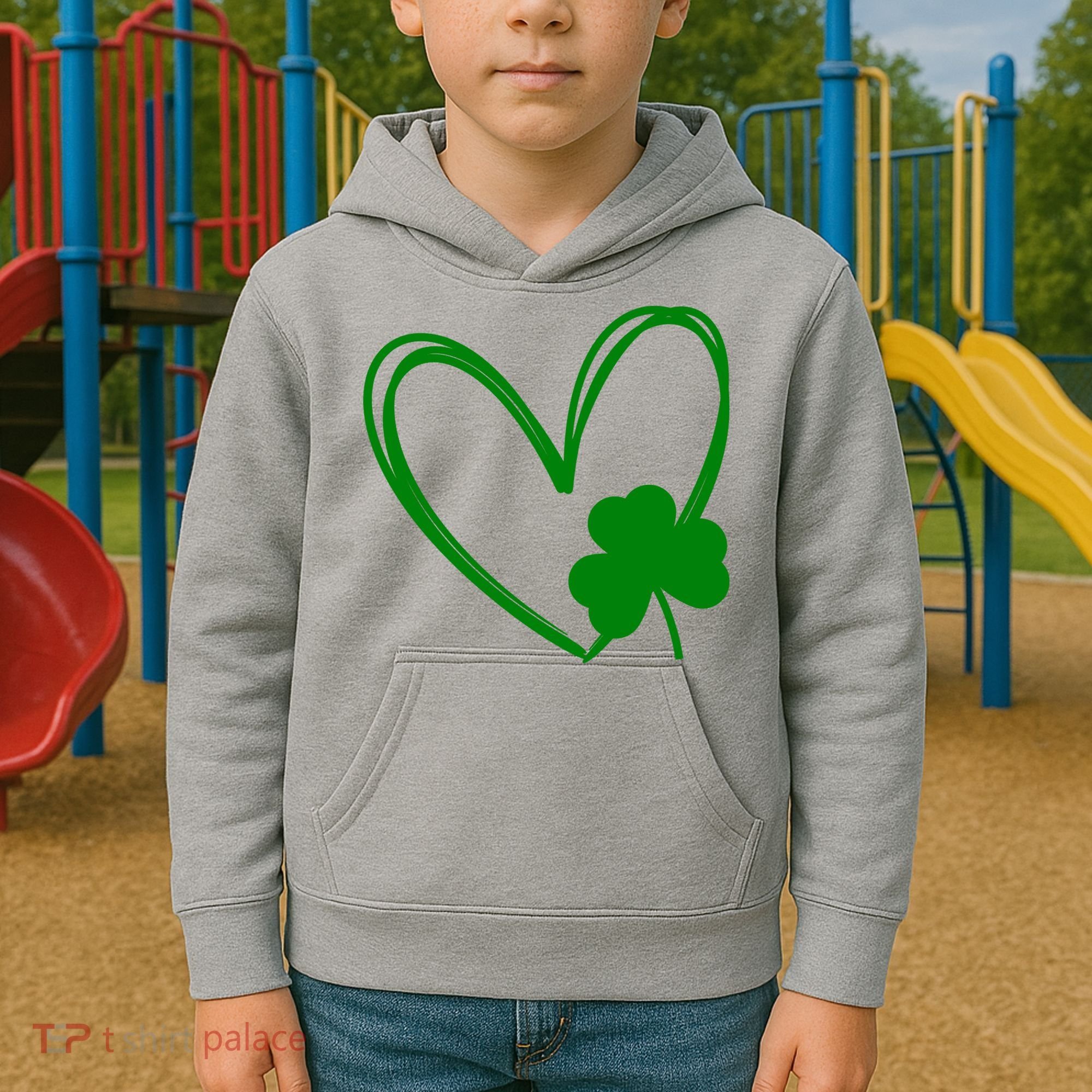 Heart Clover St Patrick's Day Kids Hoodie