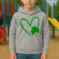 Heart Clover St Patrick's Day Kids Hoodie thumb 2