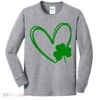 Heart Clover St Patrick's Day Kids Long Sleeve Shirt thumb 0