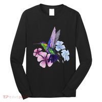 Hummingbird Colibri Snowcap Bird Flowers Tropical Summer Long Sleeve Shirt thumb 0