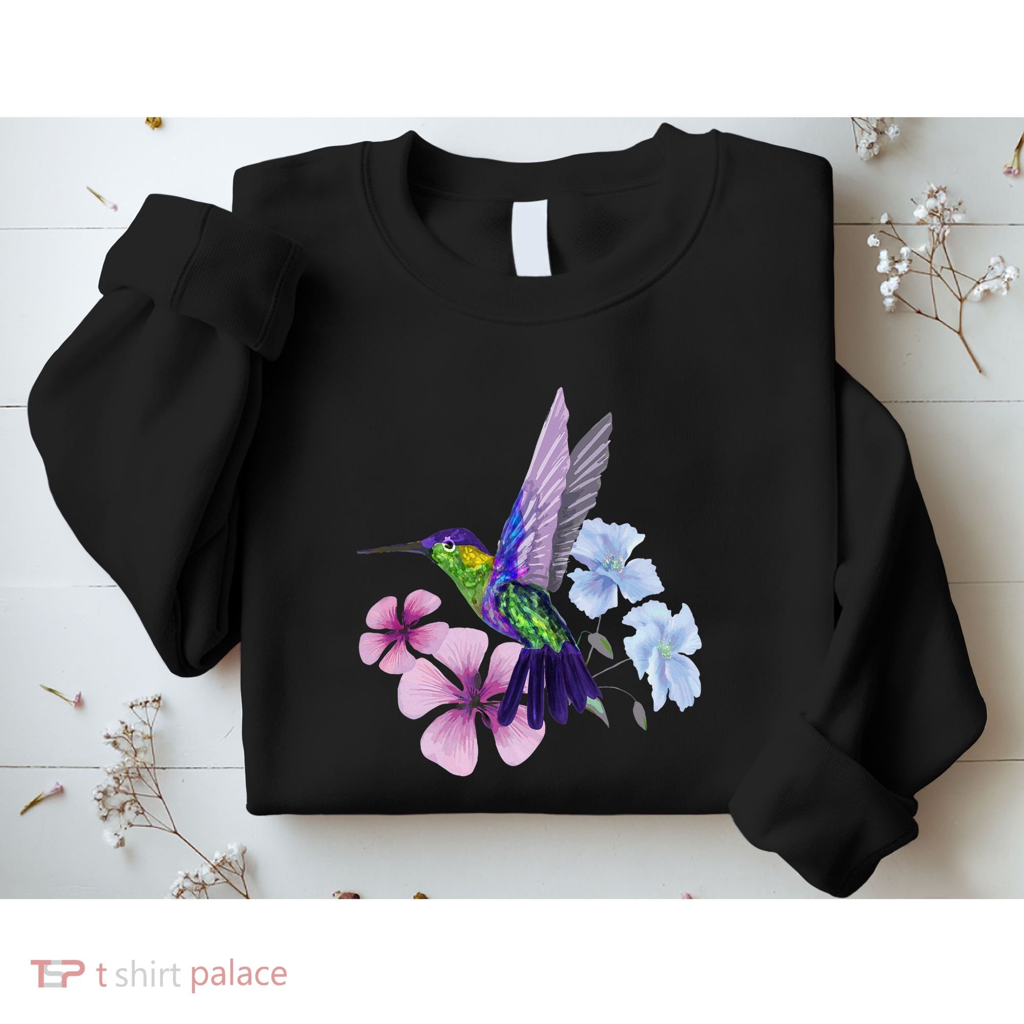Hummingbird Colibri Snowcap Bird Flowers Tropical Summer Sweatshirt