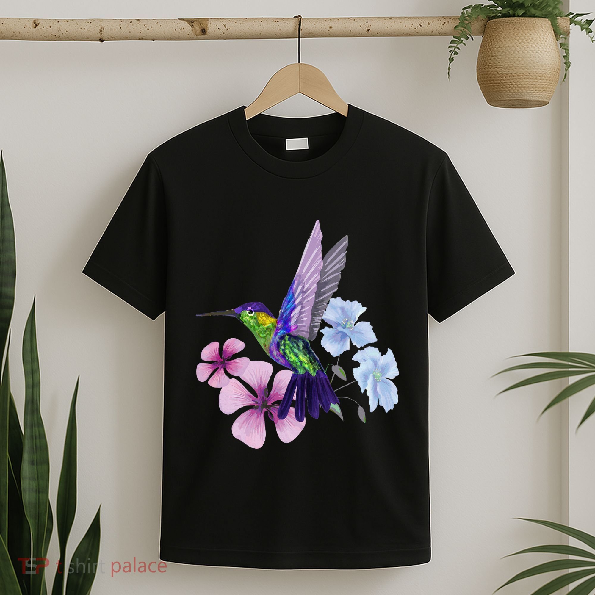 Hummingbird Colibri Snowcap Bird Flowers Tropical Summer T-Shirt
