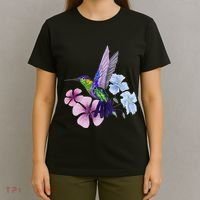 Hummingbird Colibri Snowcap Bird Flowers Tropical Summer T-Shirt thumb 4