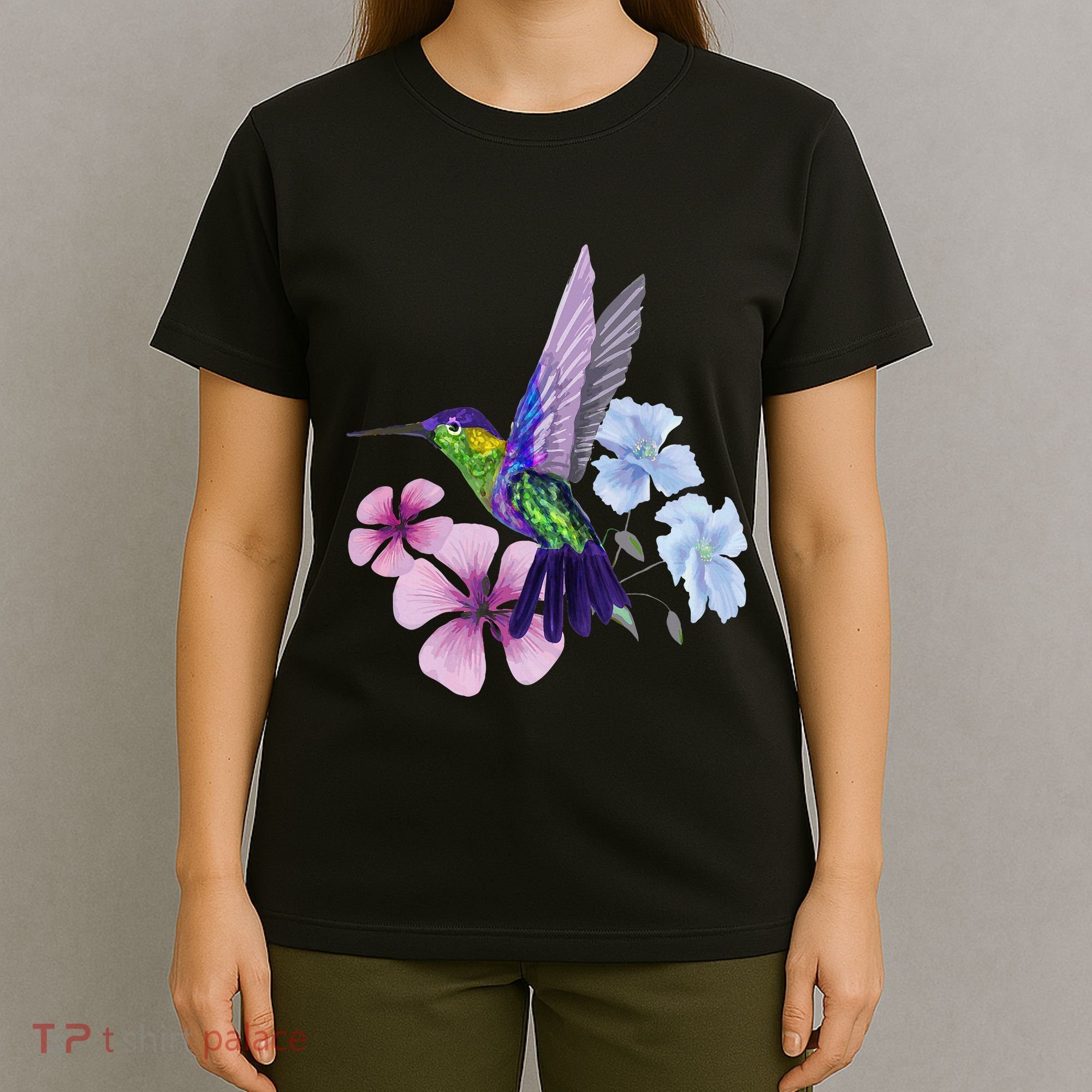 Hummingbird Colibri Snowcap Bird Flowers Tropical Summer T-Shirt
