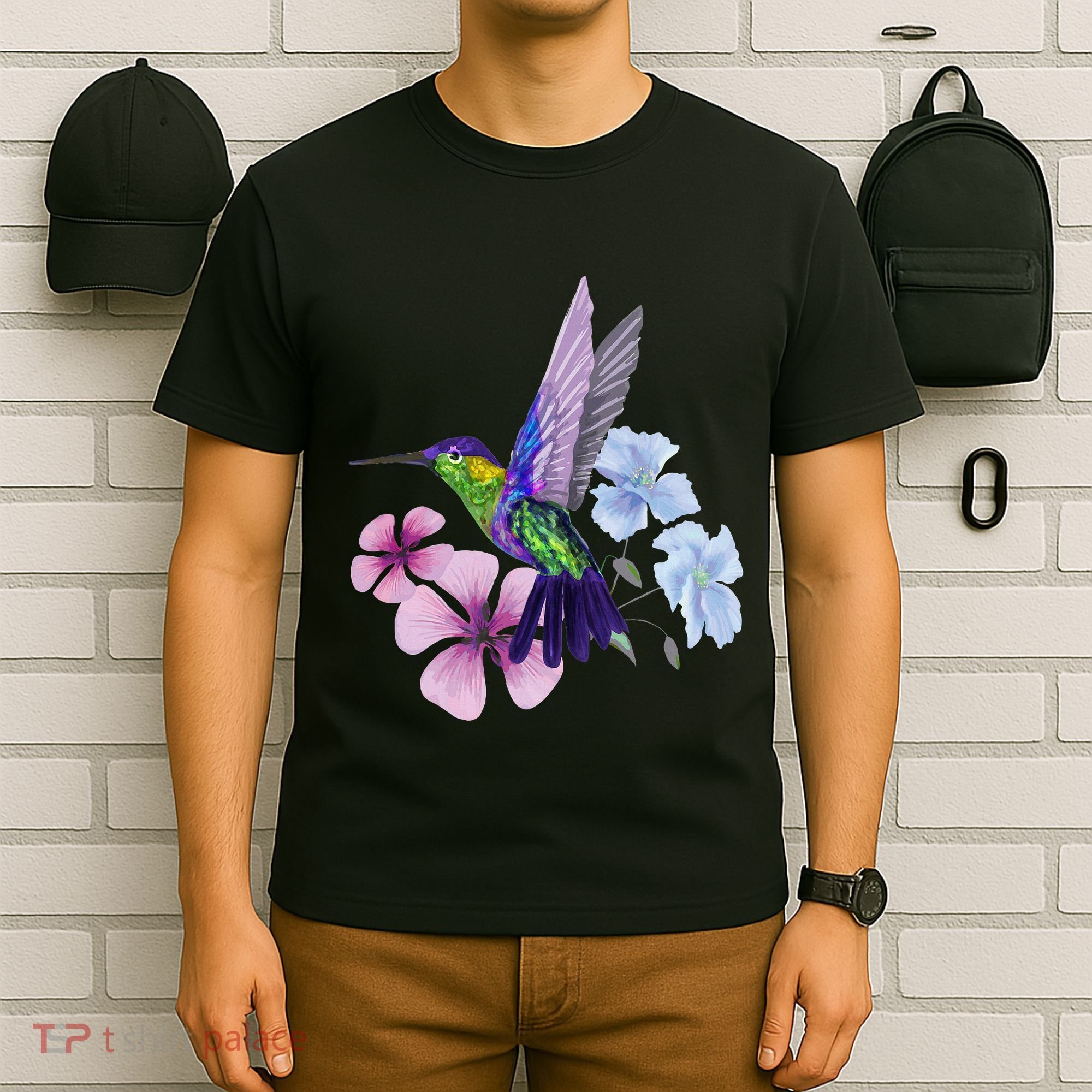 Hummingbird Colibri Snowcap Bird Flowers Tropical Summer T-Shirt