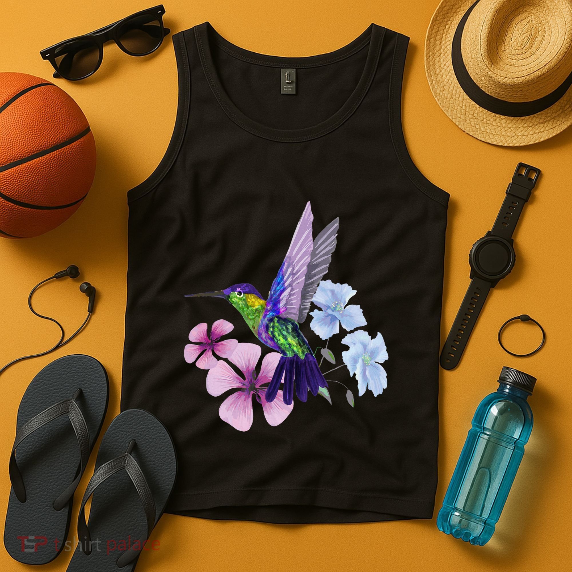 Hummingbird Colibri Snowcap Bird Flowers Tropical Summer Tank Top