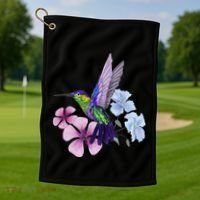 Hummingbird Colibri Snowcap Bird Flowers Tropical Summer Golf Towel thumb 1