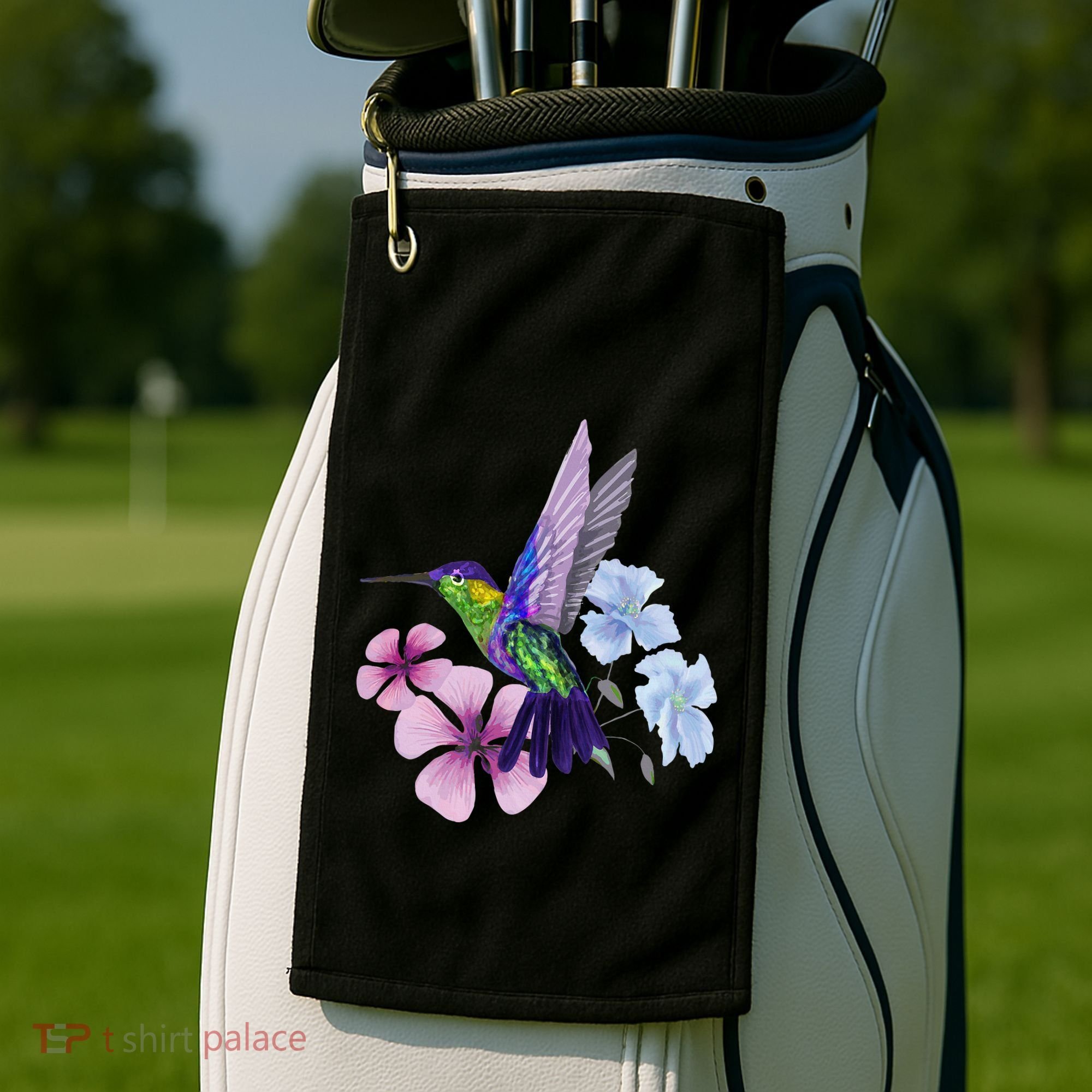 Hummingbird Colibri Snowcap Bird Flowers Tropical Summer Golf Towel