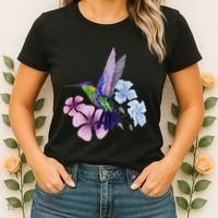 Hummingbird Colibri Snowcap Bird Flowers Tropical Summer Women's T-Shirt thumb 2