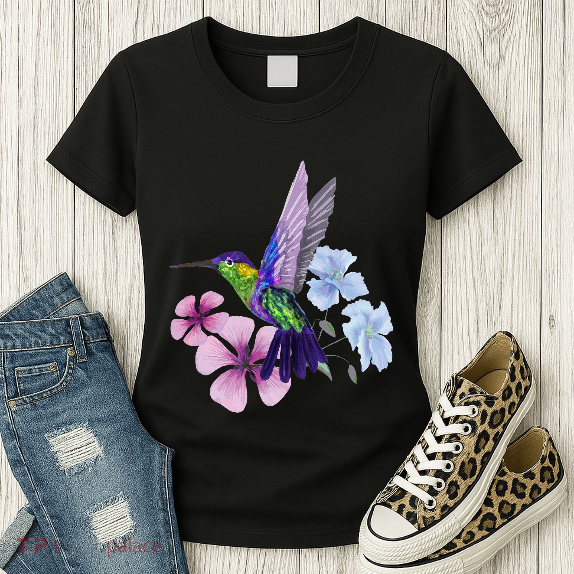 Hummingbird Colibri Snowcap Bird Flowers Tropical Summer Women's T-Shirt