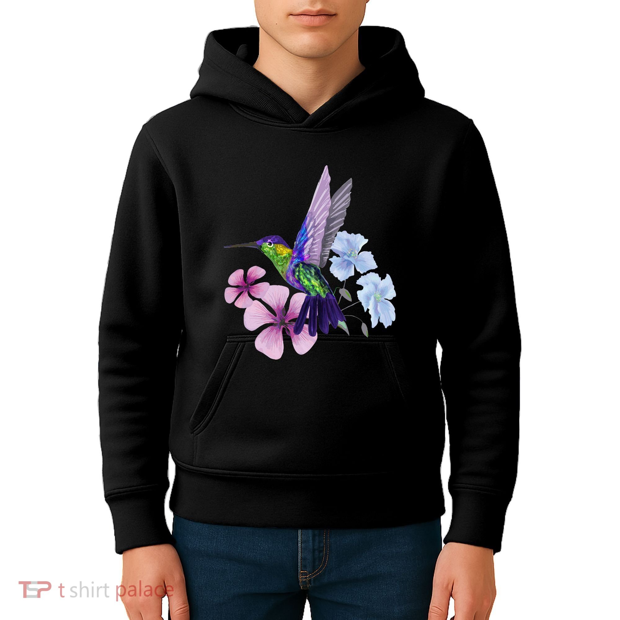 Hummingbird Colibri Snowcap Bird Flowers Tropical Summer Kids Hoodie