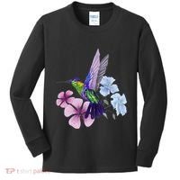Hummingbird Colibri Snowcap Bird Flowers Tropical Summer Kids Long Sleeve Shirt thumb 0
