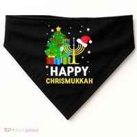 Happy Chrismukkah Santa Hat Christmas Hanukkah Sleep USA-Made Doggie Bandana thumb 0