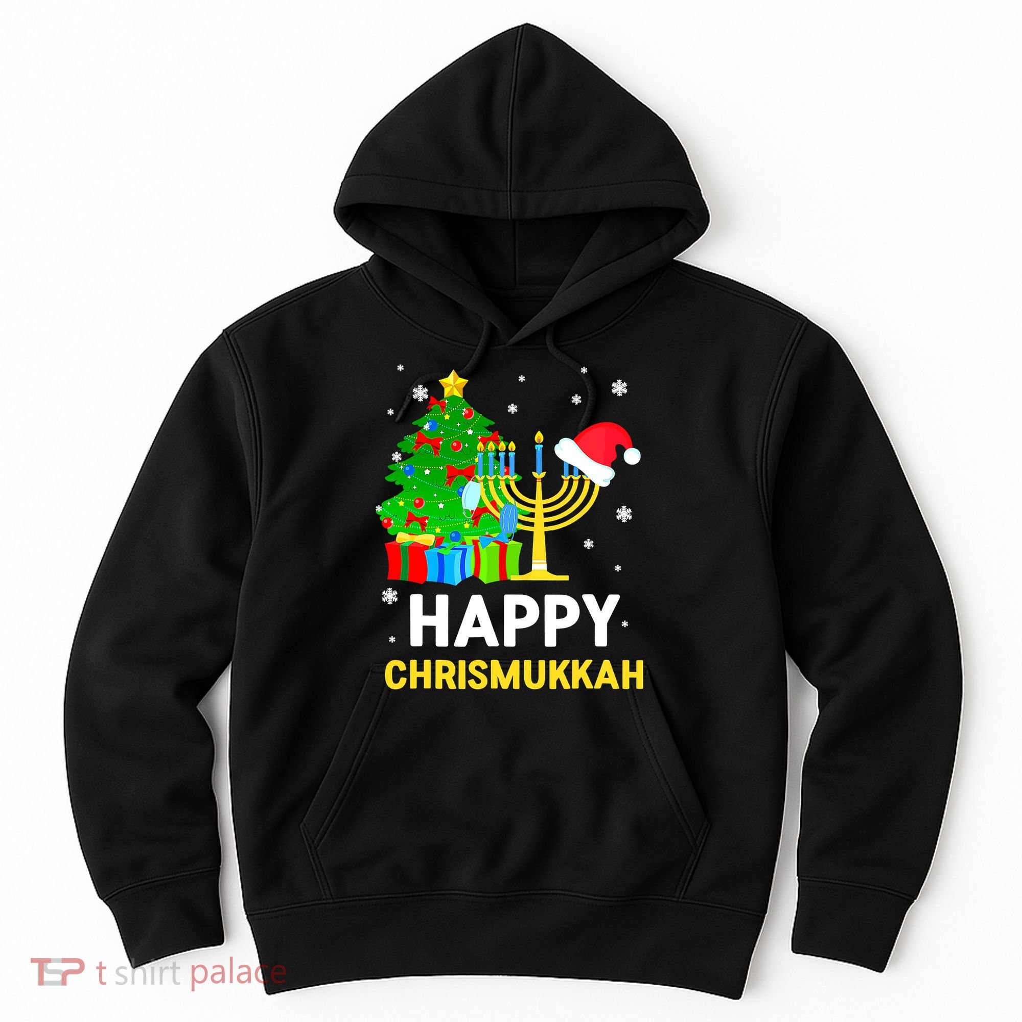 Happy Chrismukkah Santa Hat Christmas Hanukkah Sleep Hoodie