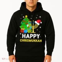 Happy Chrismukkah Santa Hat Christmas Hanukkah Sleep Hoodie thumb 2