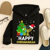 Happy Chrismukkah Santa Hat Christmas Hanukkah Sleep Hoodie thumb 4
