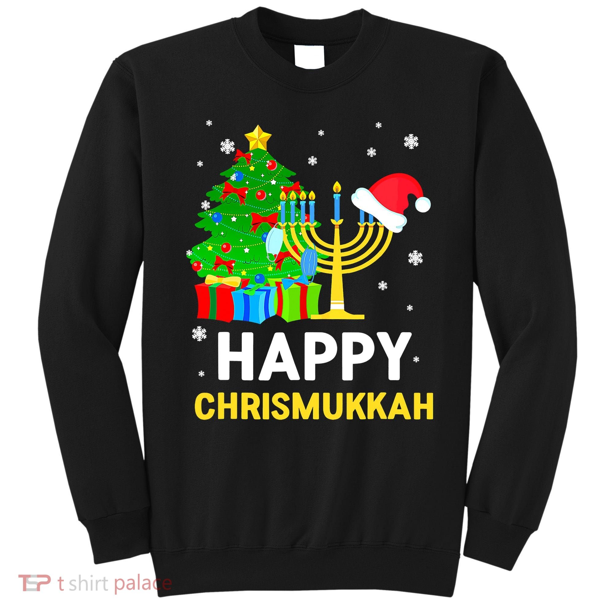 Happy Chrismukkah Santa Hat Christmas Hanukkah Sleep Sweatshirt