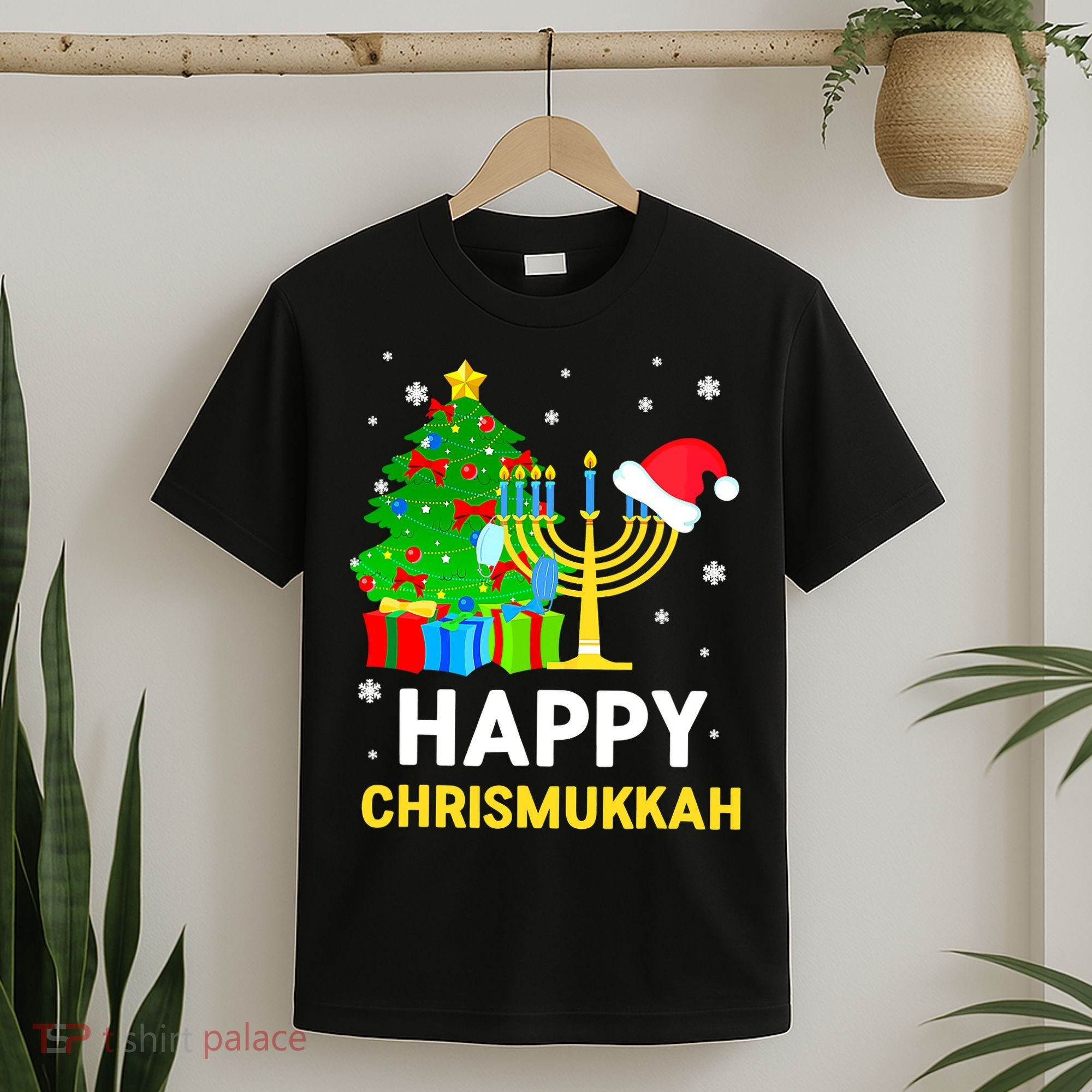 Happy Chrismukkah Santa Hat Christmas Hanukkah Sleep T-Shirt