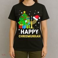 Happy Chrismukkah Santa Hat Christmas Hanukkah Sleep T-Shirt thumb 4