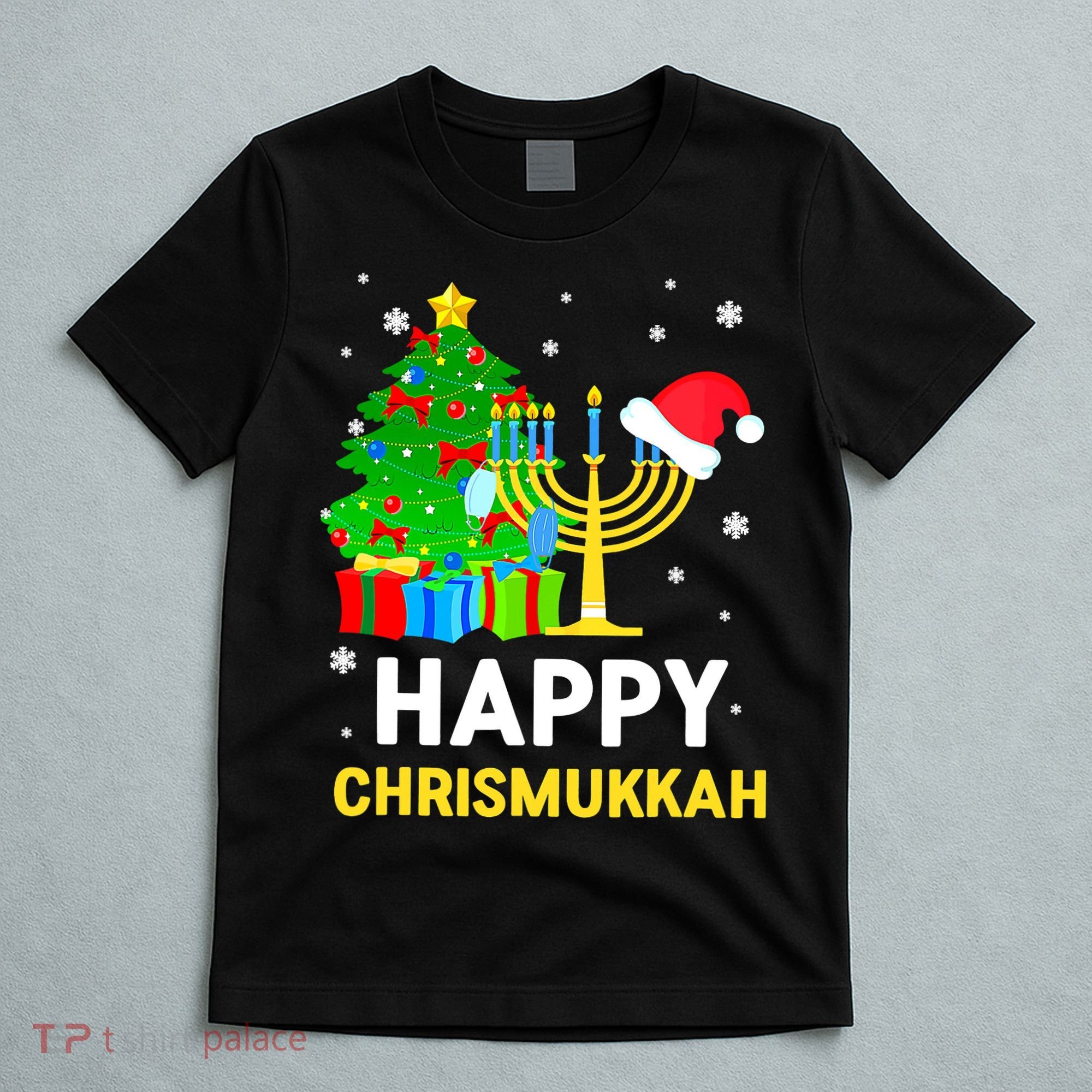 Happy Chrismukkah Santa Hat Christmas Hanukkah Sleep T-Shirt