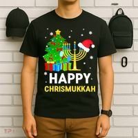Happy Chrismukkah Santa Hat Christmas Hanukkah Sleep T-Shirt thumb 6