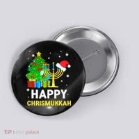 Happy Chrismukkah Santa Hat Christmas Hanukkah Sleep Button thumb 0