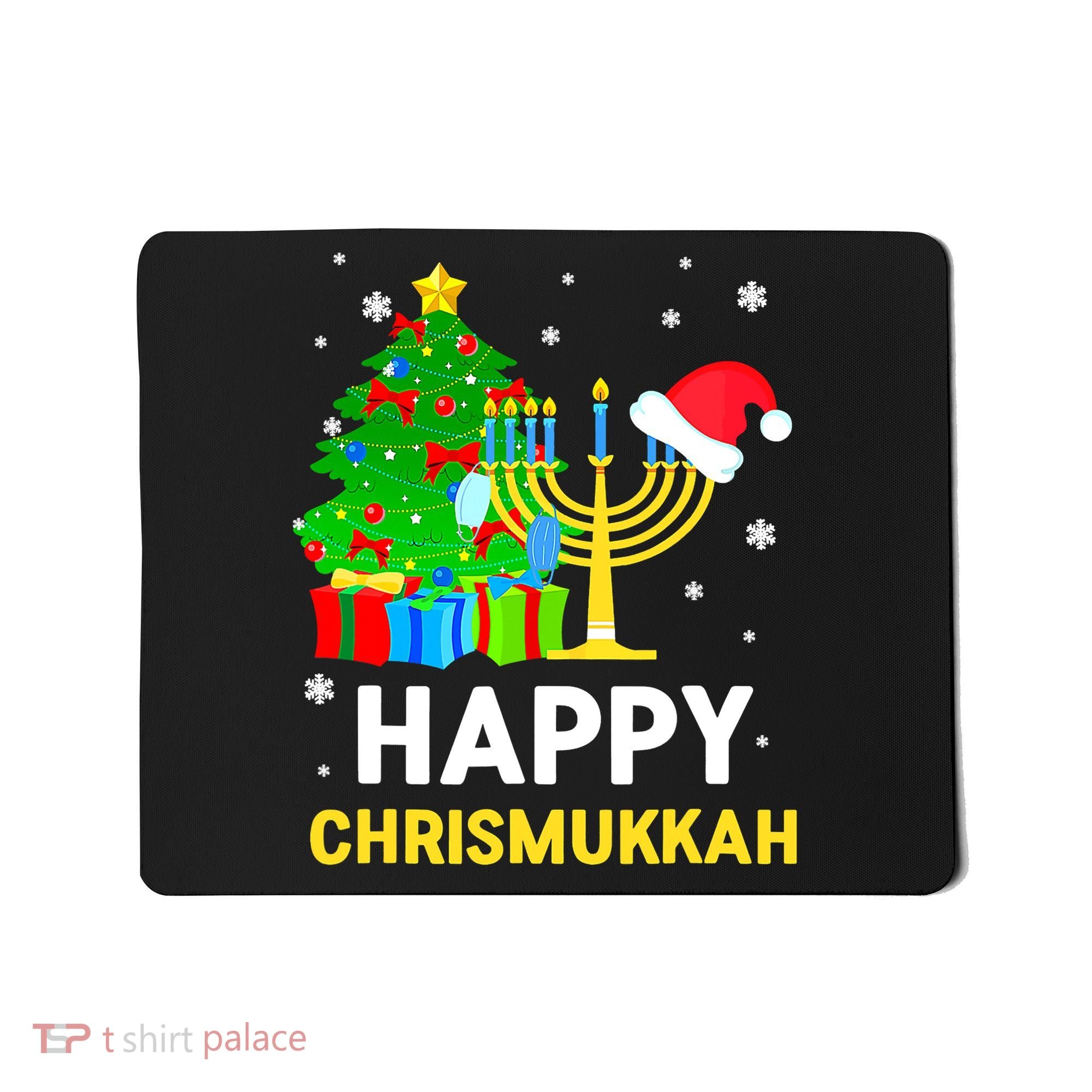Happy Chrismukkah Santa Hat Christmas Hanukkah Sleep Mousepad