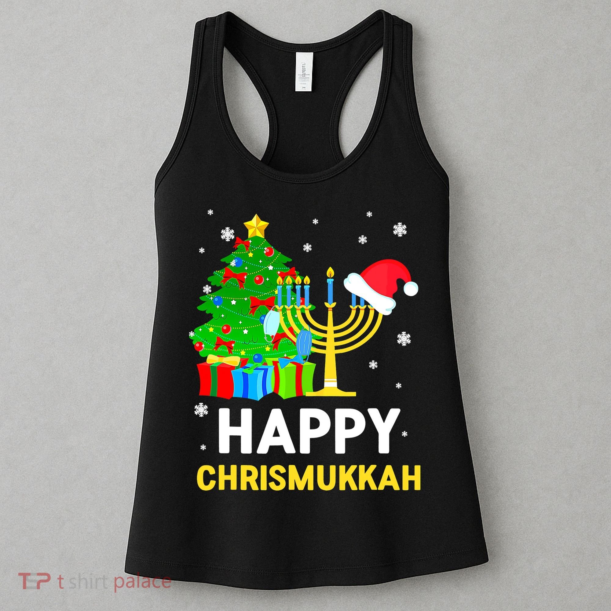 Happy Chrismukkah Santa Hat Christmas Hanukkah Sleep Women's Tank Top