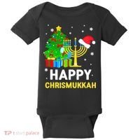 Happy Chrismukkah Santa Hat Christmas Hanukkah Sleep Baby Bodysuit thumb 0