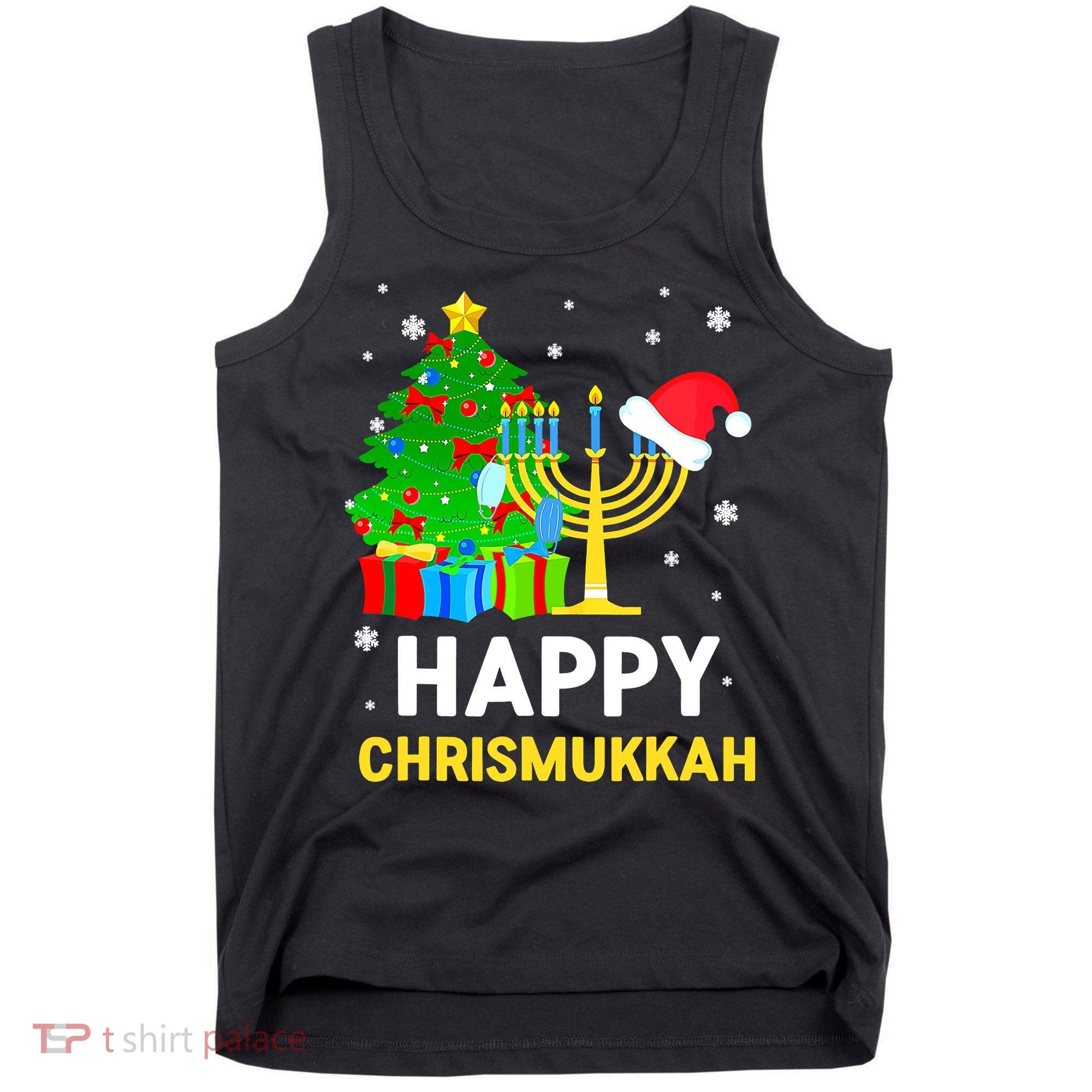 Happy Chrismukkah Santa Hat Christmas Hanukkah Sleep Tank Top
