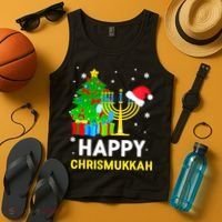 Happy Chrismukkah Santa Hat Christmas Hanukkah Sleep Tank Top thumb 4