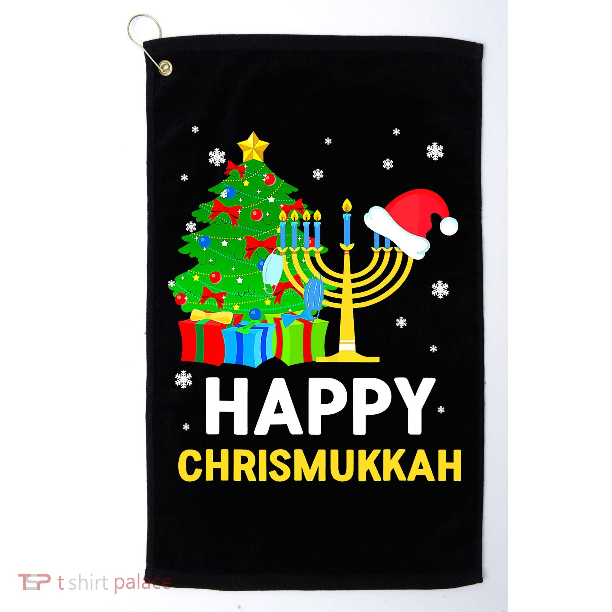 Happy Chrismukkah Santa Hat Christmas Hanukkah Sleep Golf Towel