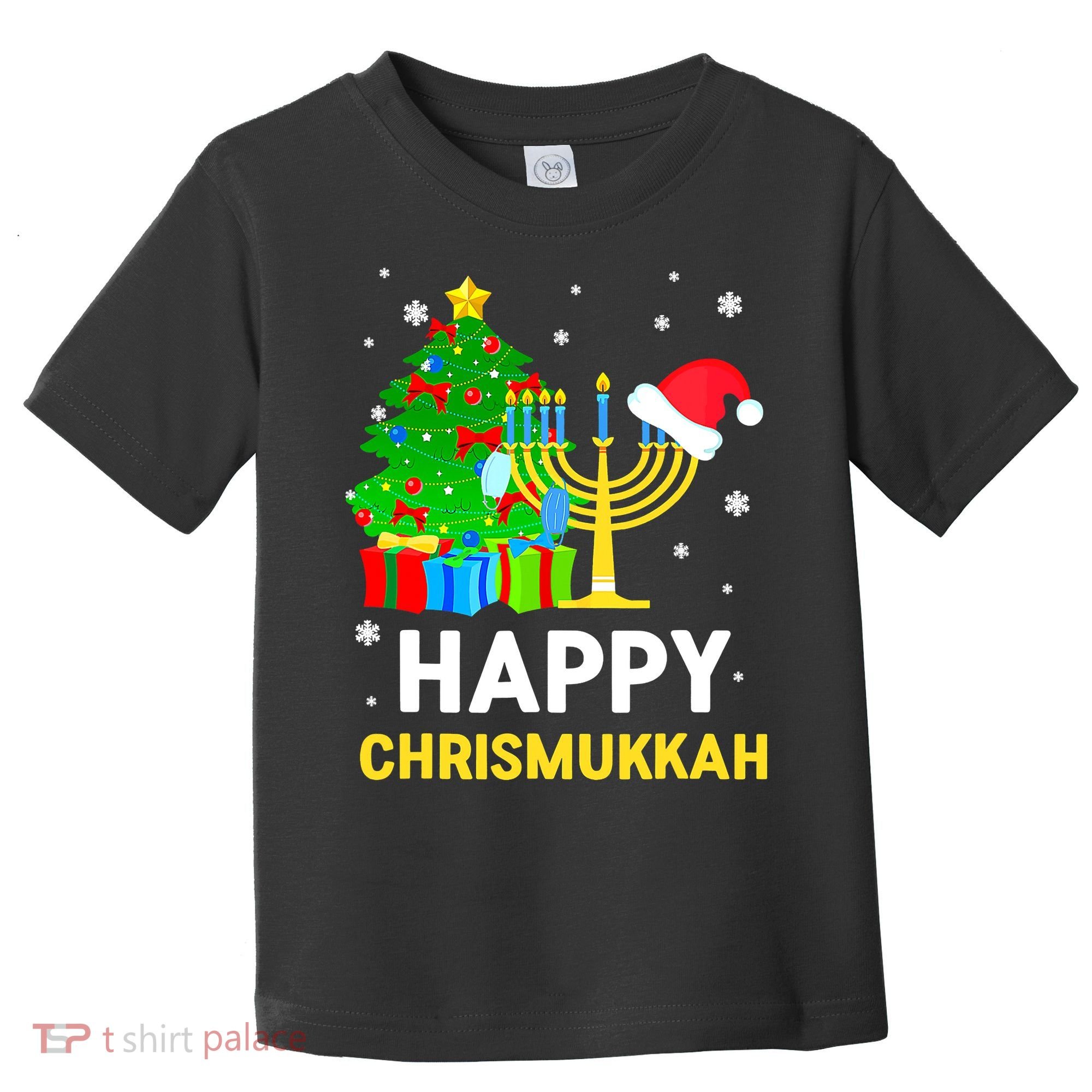 Happy Chrismukkah Santa Hat Christmas Hanukkah Sleep Toddler T-Shirt